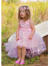 3D Flowers Blossom Tulle Curly Hem Fairy Flower Girl Dress